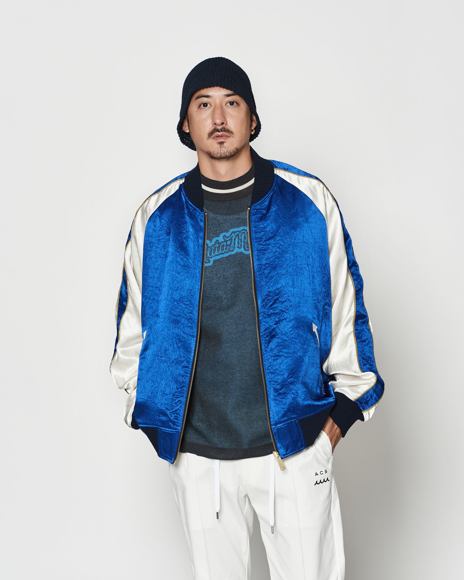 ☆先行予約☆muta MARINE × ACANTHUS  / リバーシブルスーベニアジャケット / Souvenir Jacket / BLUE 【MA2629】
