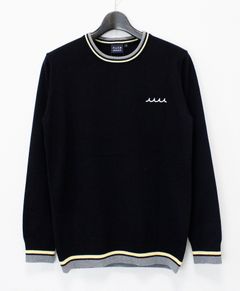 バイカラー クルーネックセーター / アンカースマイルコットンニット / ブラック [MMTK-446446]