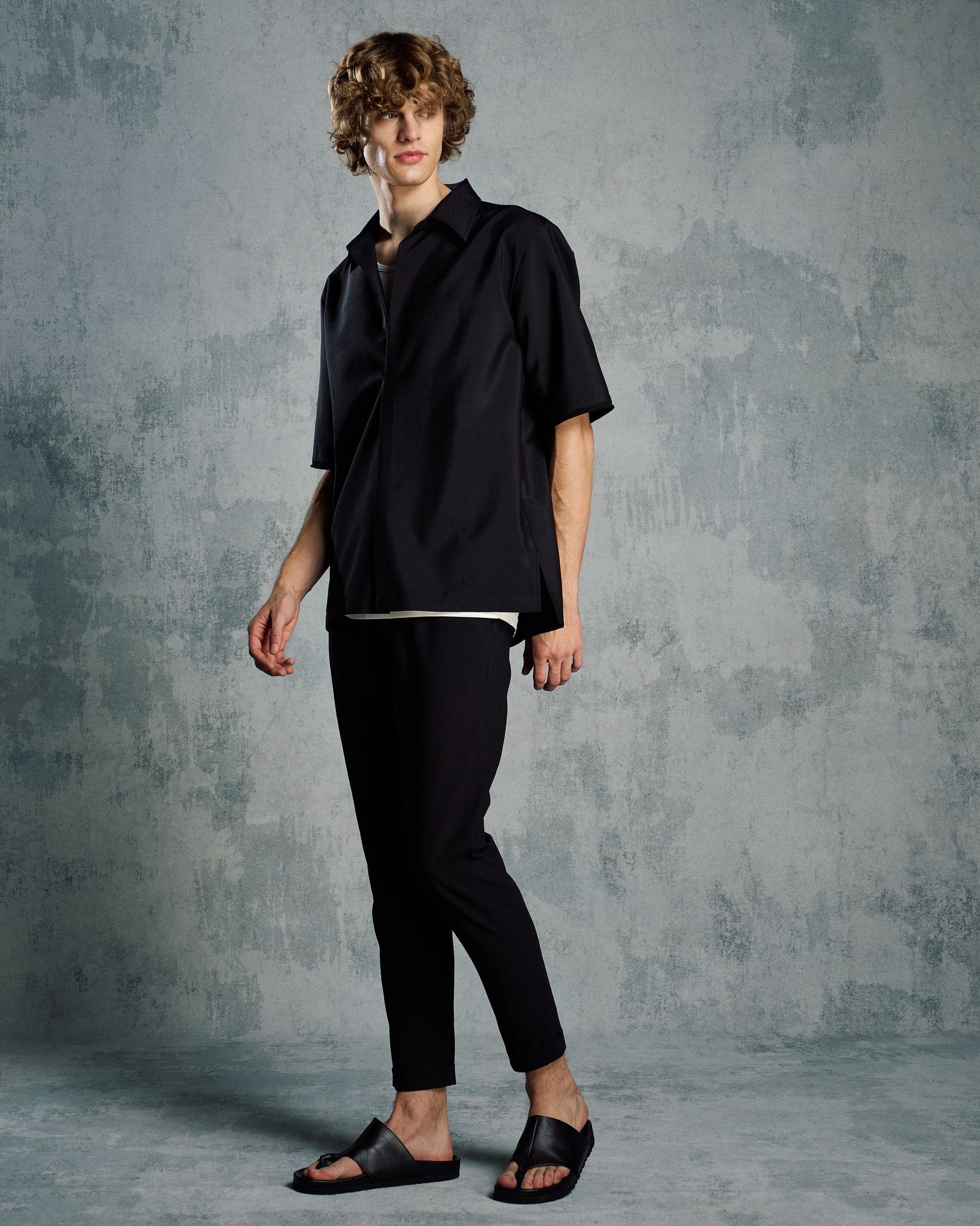 ☆先行予約☆ スキッパー シャツハーフスリーブシャツ /  skipper shirt H/S / BLACK [4907 pe49i]