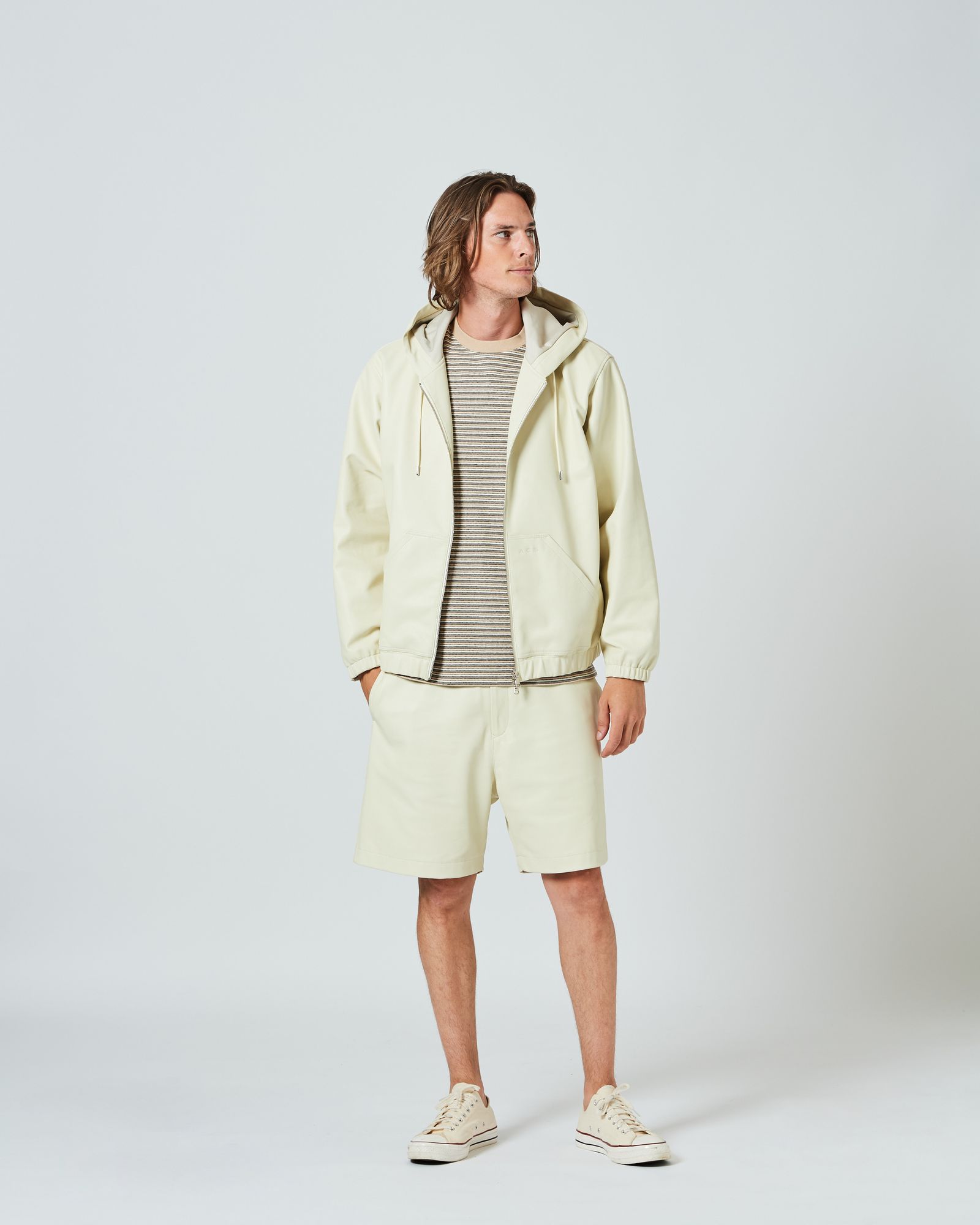 Leather Hooded Jakcet / レザーパーカー / WHITE / [L2402]