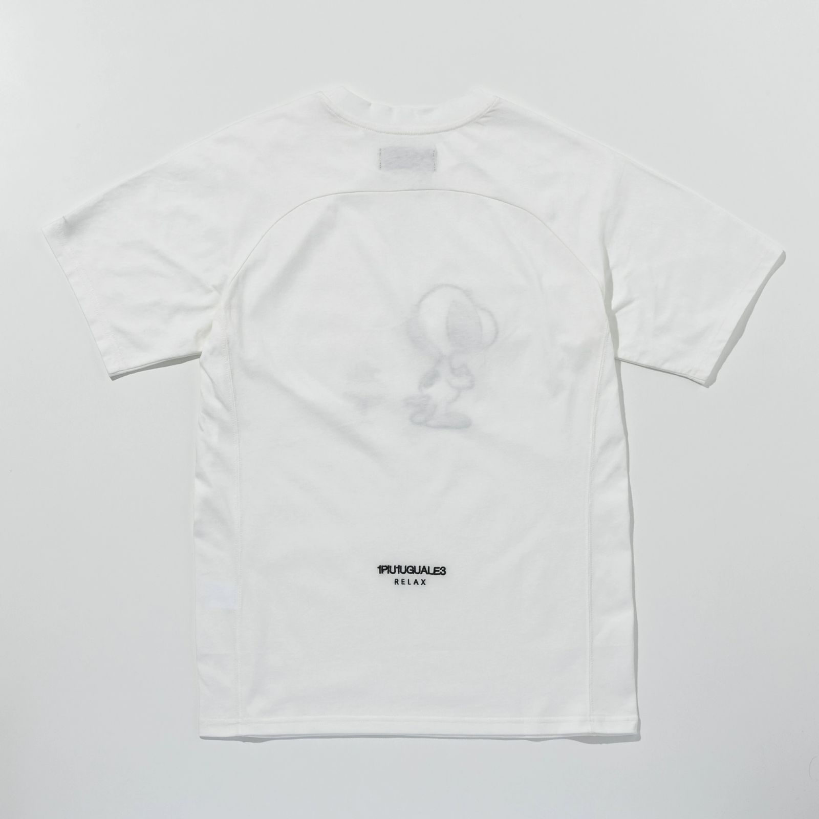 1PIU1UGUALE3 RELAX × PEANUTS / スヌーピー ラインストーン半袖Tシャツ / ホワイト【UST-26056】