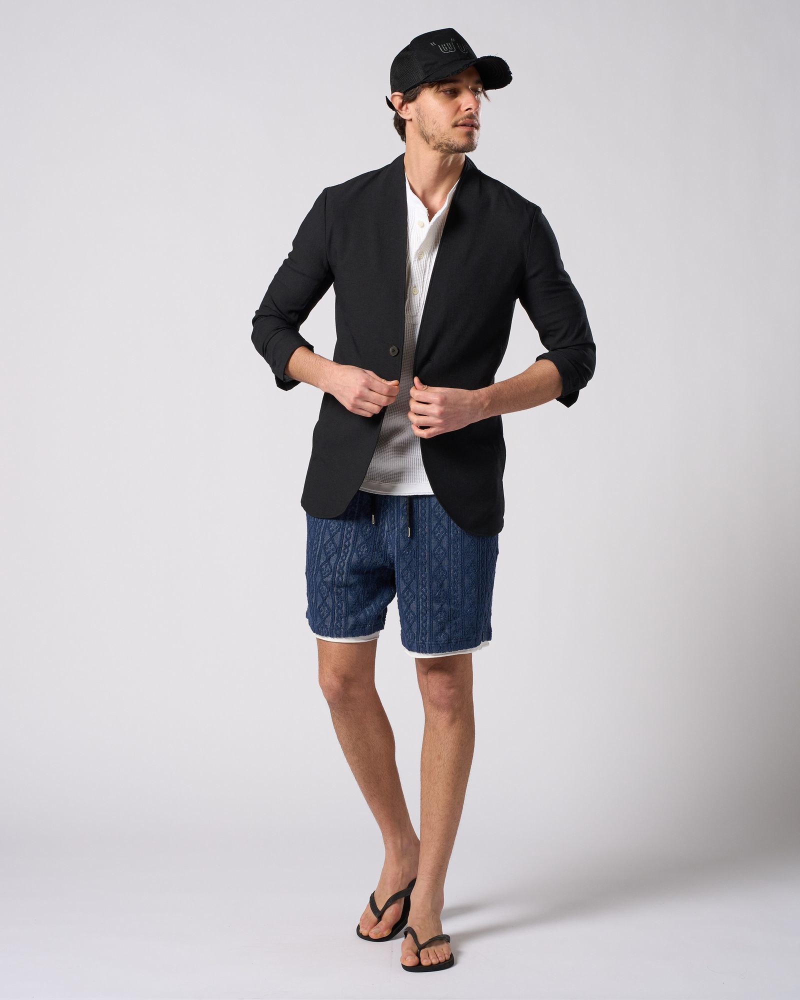 ☆先行予約☆ ジャガードサマーニットショーツ /  jacquard summer knit shorts / NAVY [5401 kc01i]