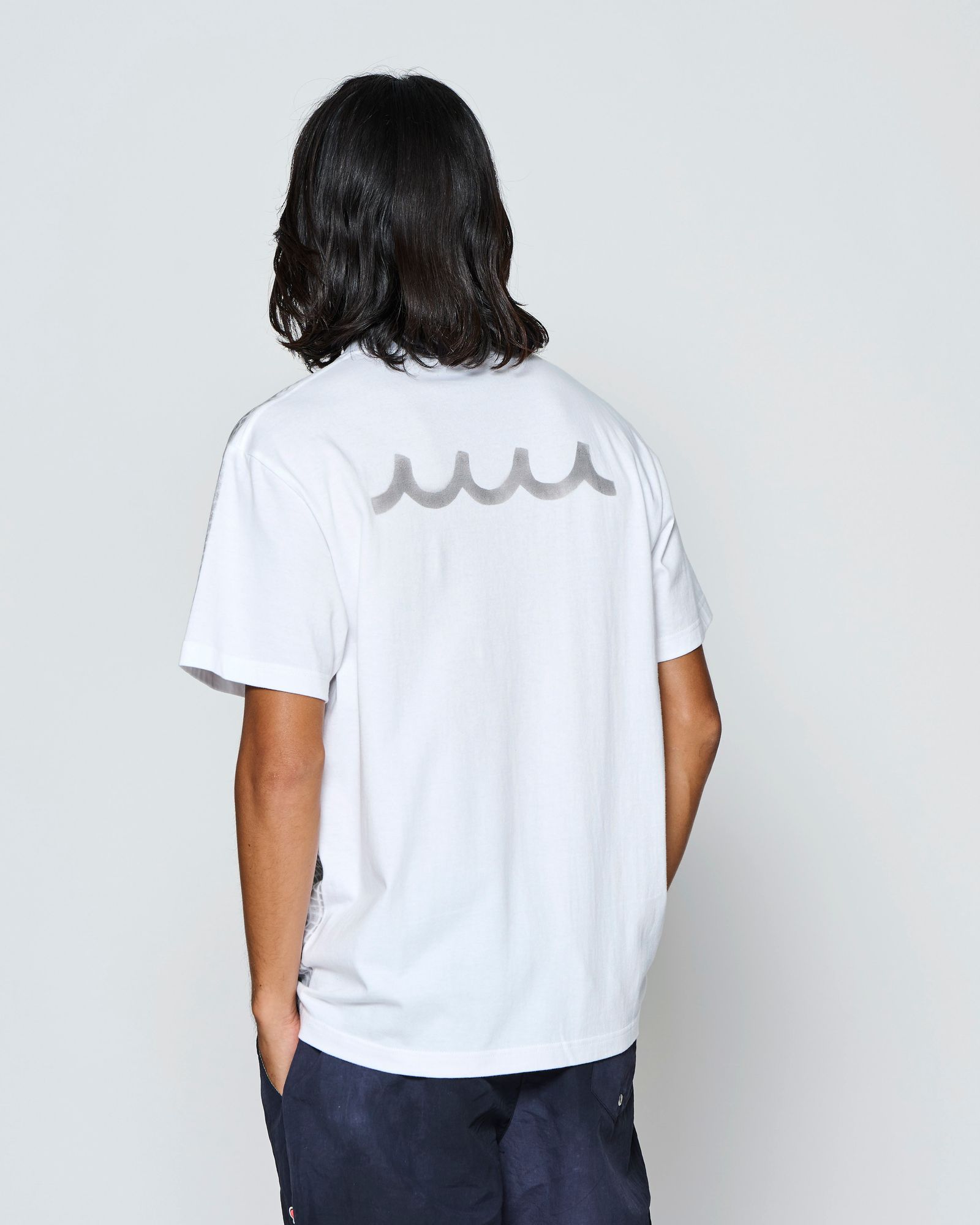 ☆先行予約☆muta MARINE × ACANTHUS  / グリッド柄プリントTシャツ /  Grid Print Tee / WHITE【MA2718】