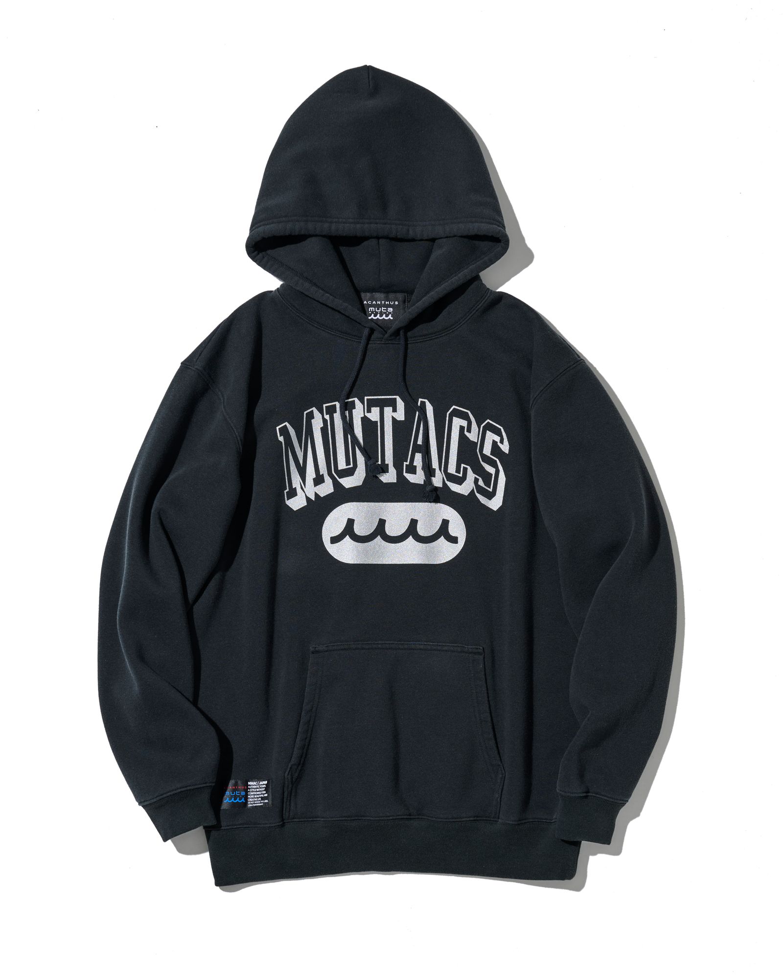 ☆先行予約☆ muta MARINE × ACANTHUS / カレッジロゴフーディー /パーカー / Shadow College Logo Hooded Sweatshirt / BLACK 【MA2660】