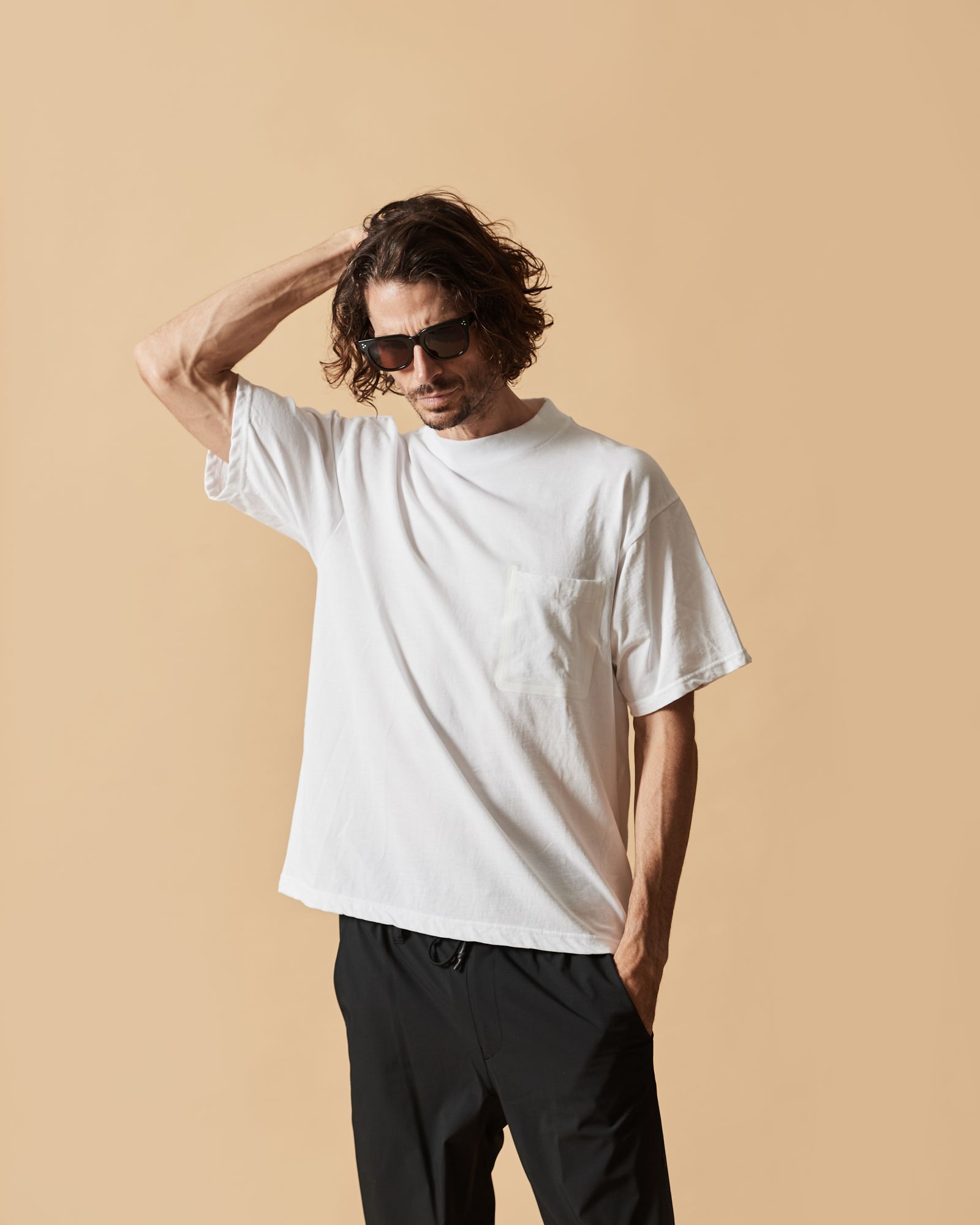 ☆先行予約☆ モックネックポケットTシャツ  / Mock Neck Pocket Tee / WHITE 【CT2608】
