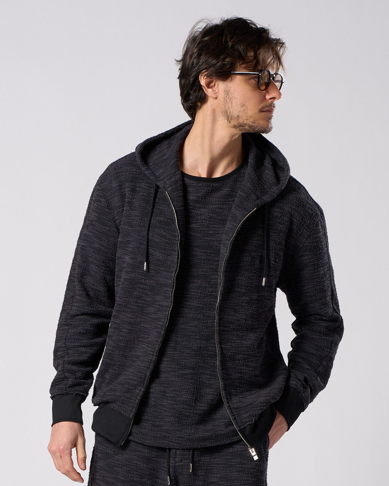 ☆先行予約☆ muta × wjk  / ニットジャガード リラックス パーカー / knit jacquard relax parker / BLACK [204 mw02i]