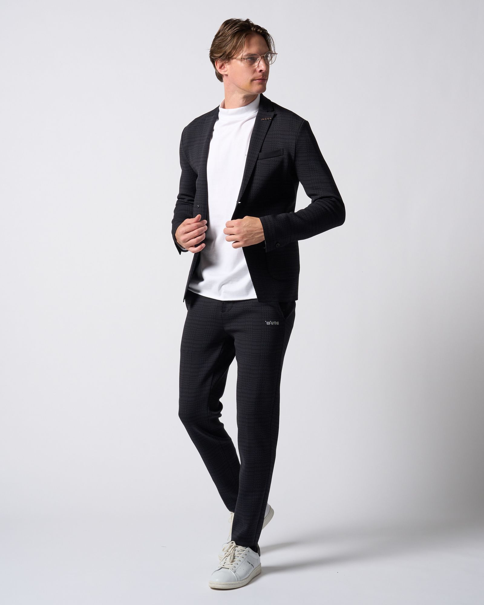 ☆先行予約☆ muta × wjk  / ニットイージースラックス / function knit easy slacks(jacquard check) / BLACK CHECK [504 mw08j]