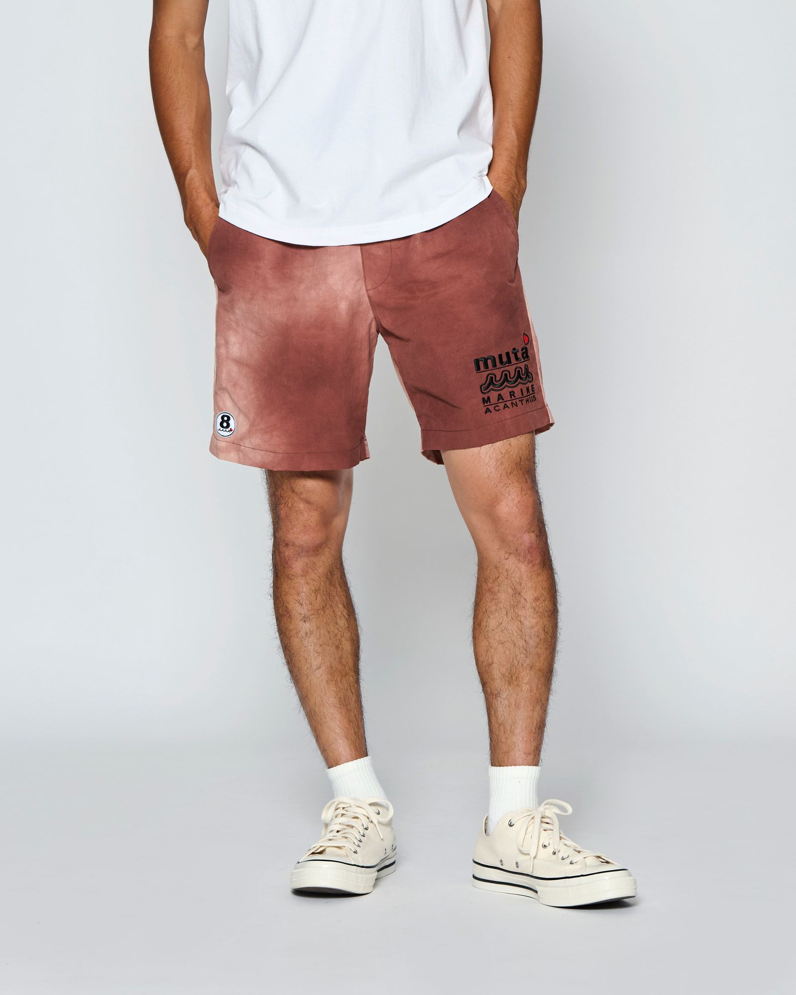 ☆先行予約☆muta MARINE × ACANTHUS  / Wネームロゴショーツ /  W-name logo S/S shorts / ORANGE 【MA2729】
