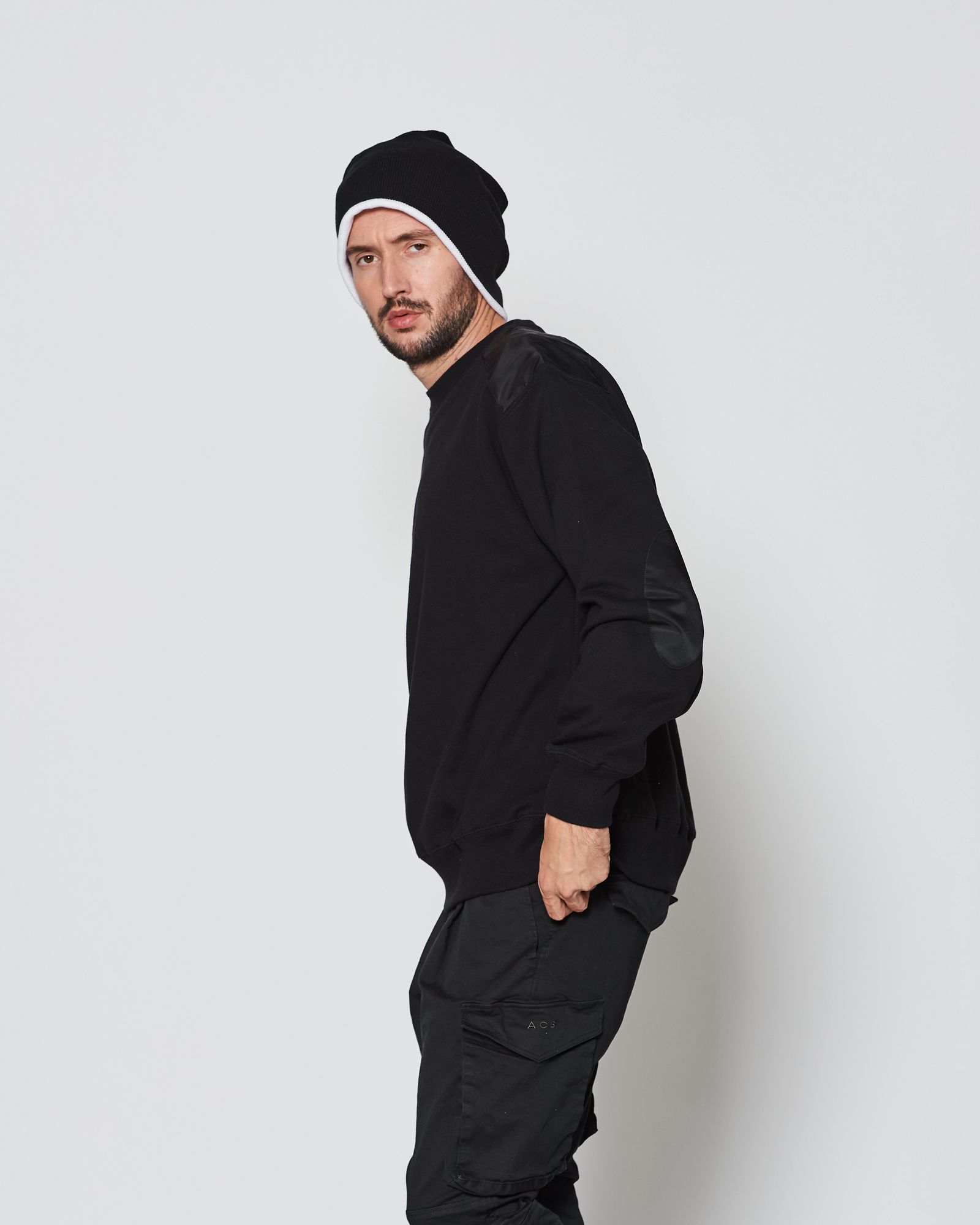 ACANTHUS / Elbow Patch Sweat / スウェット / BLACK 【HJ2503】
