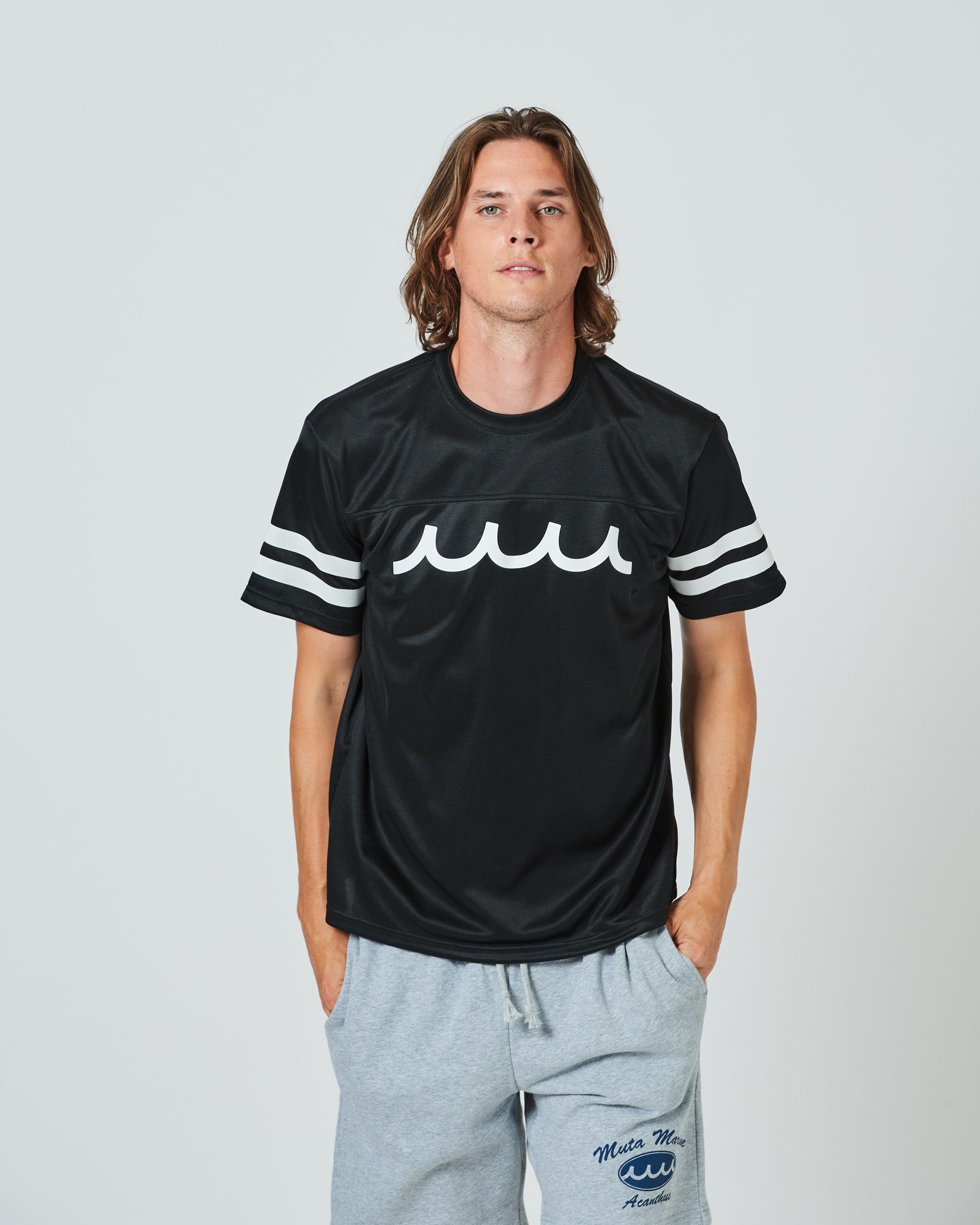 ACANTHUS x muta MARINE / muta Football Tee / フットボールTシャツ / BLACK / MA2411