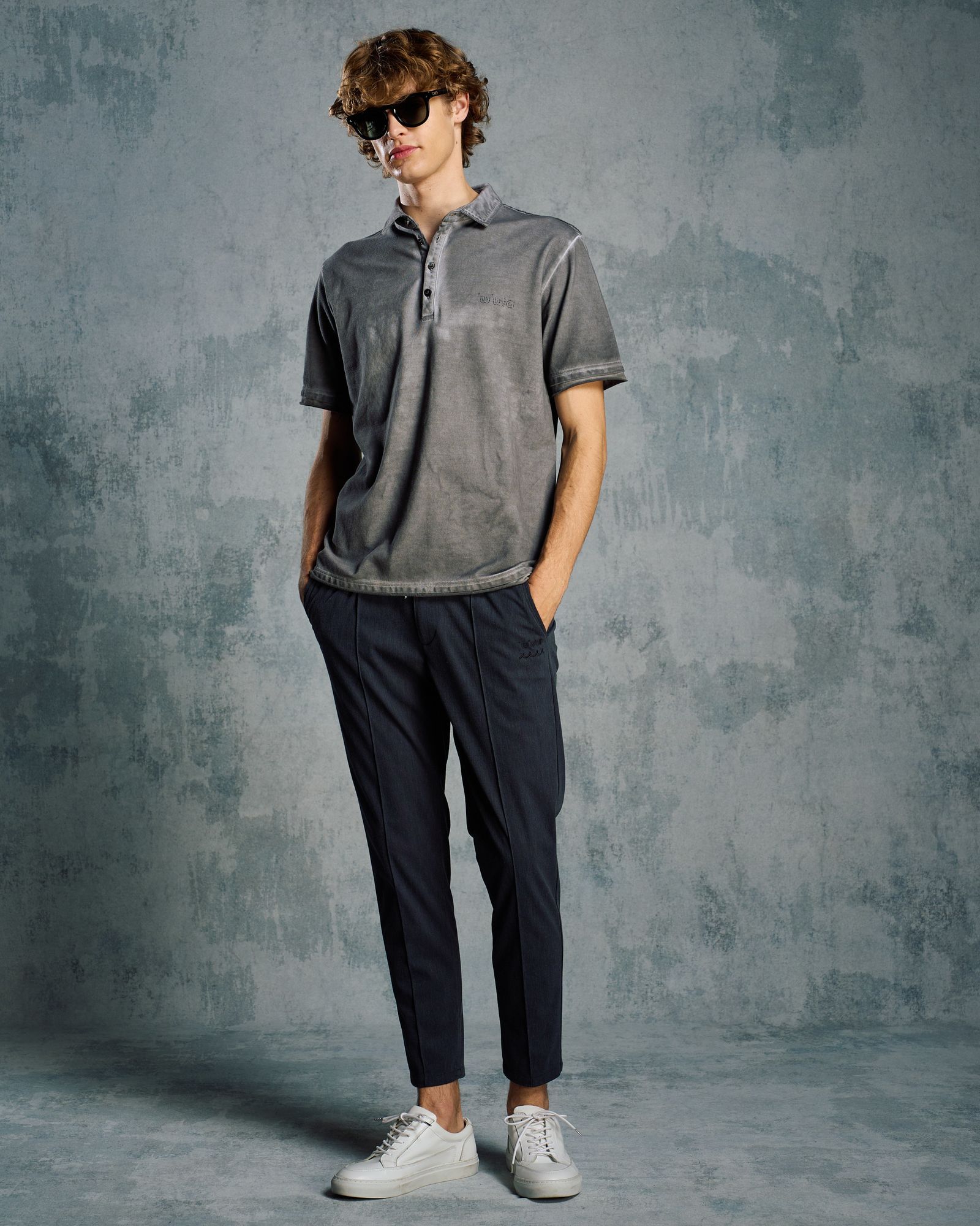 ☆先行予約☆ muta × wjk  / カットオフ ポロシャツ / cut-off polo S/S(printed)T / D.GRAY [705 mw04i]