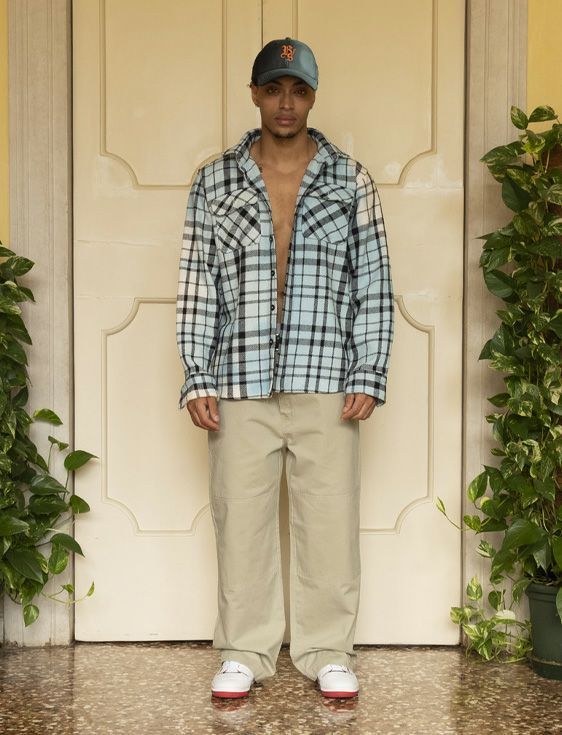 チェックシャツジャケット / BACKTOVIET SHIRT JACKET MARMORIZED / BLUE 【JRX 613】