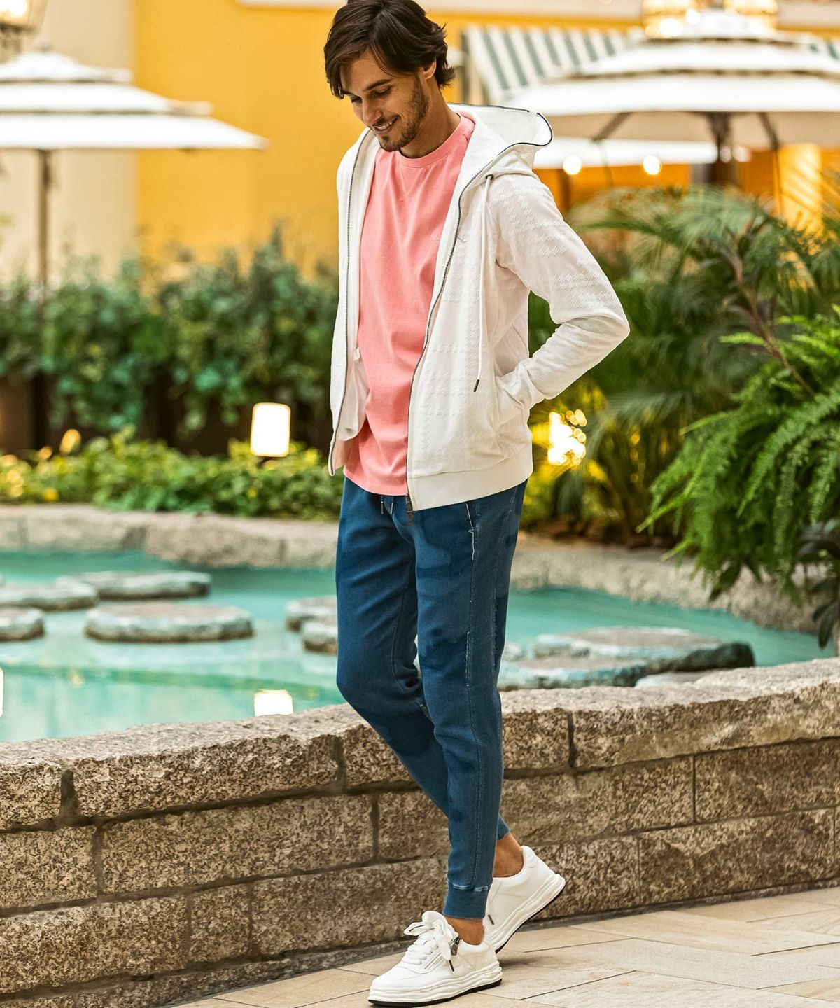 カモ柄ジョグデニムパンツ / インディゴ【USB-26060】