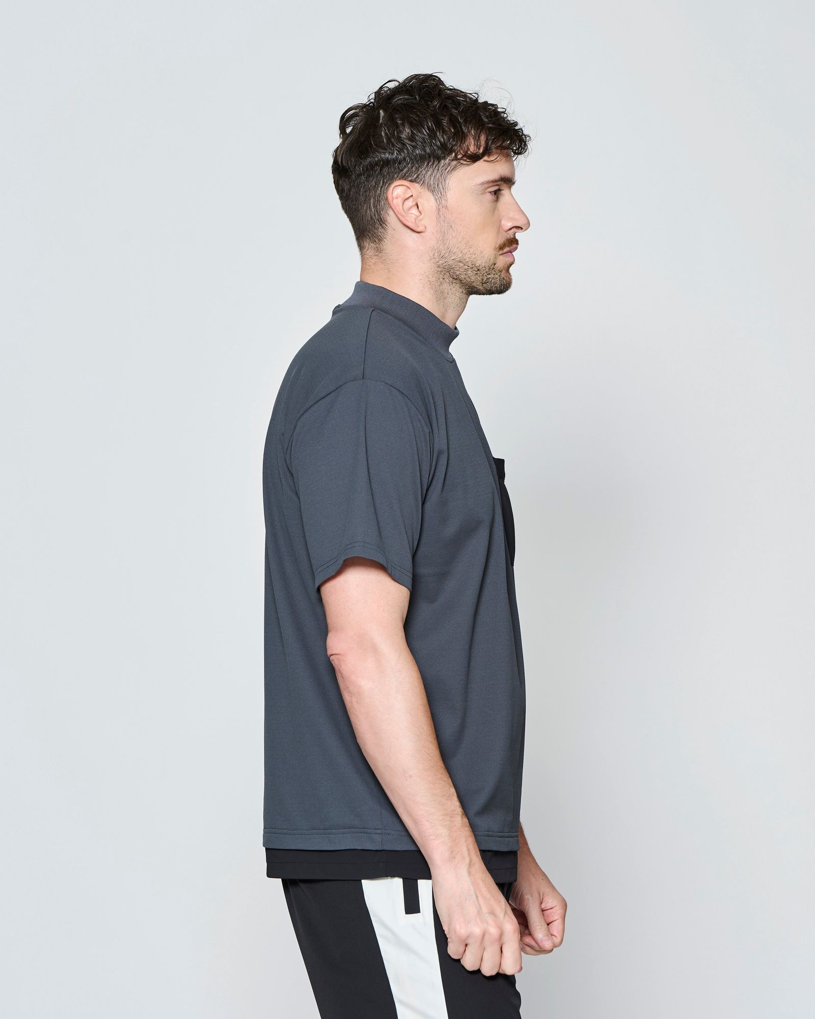 ☆先行予約☆muta MARINE × ACANTHUS  / メッシュモックネック半袖Tシャツ /  Mesh Mockneck S/S Top / CHARCOAL【MA2714】