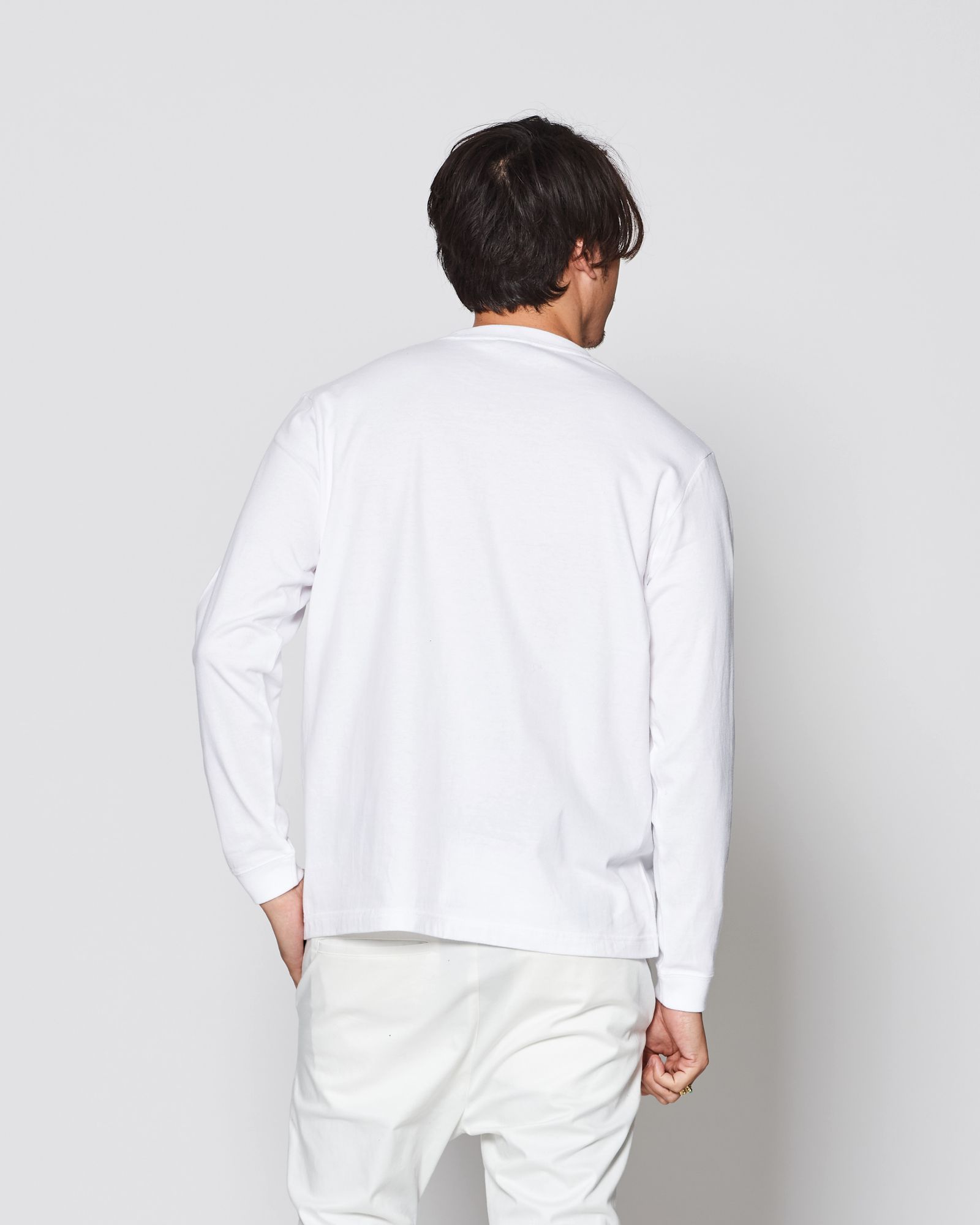 ☆先行予約販売2025年8月下旬～9月下旬頃入荷予定☆ ACANTHUS × muta MARINE / muta Mesh Trimming Pocket L/S Tee / ロンT / WHITE 【MA2541】