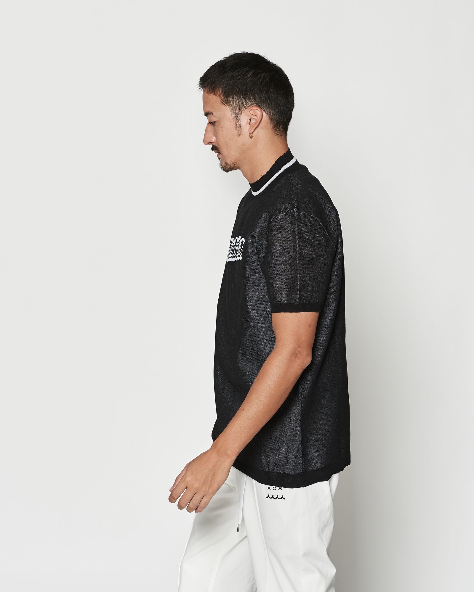 ☆先行予約☆muta MARINE × ACANTHUS  / 半袖ニット / Sheer Knit S/S Top / BLACK 【MA2634】