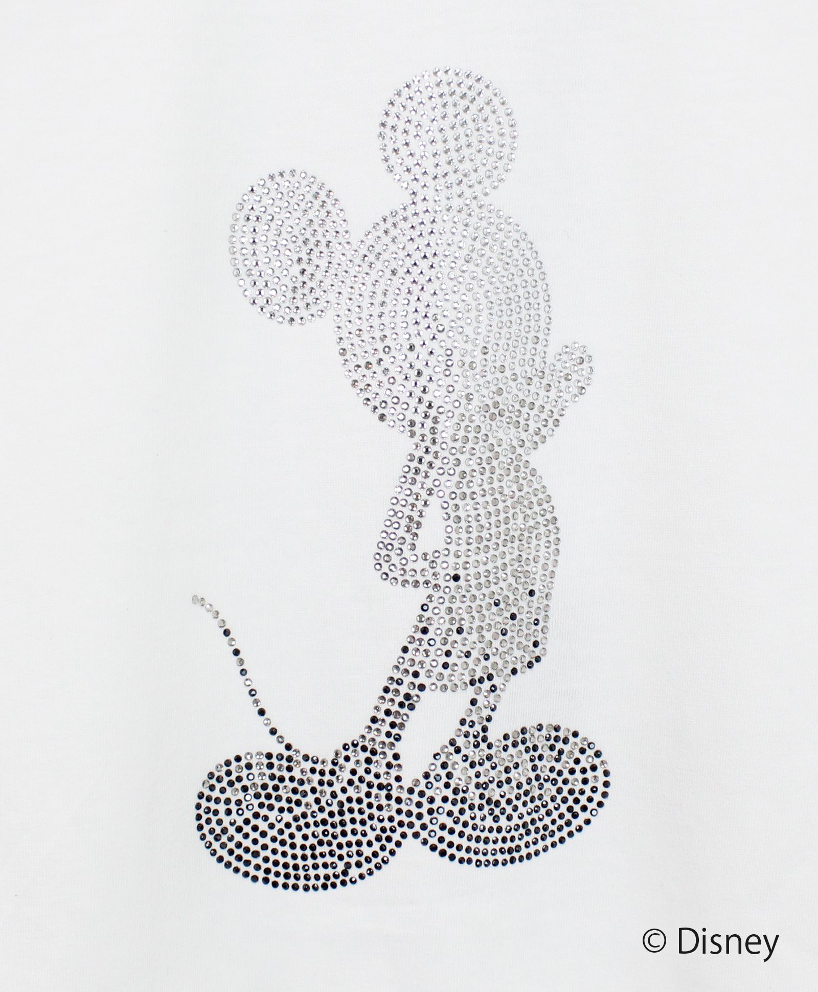 【ミッキーマウス】グラデーションラインストーンロングTシャツ / ホワイト【UST-25142】