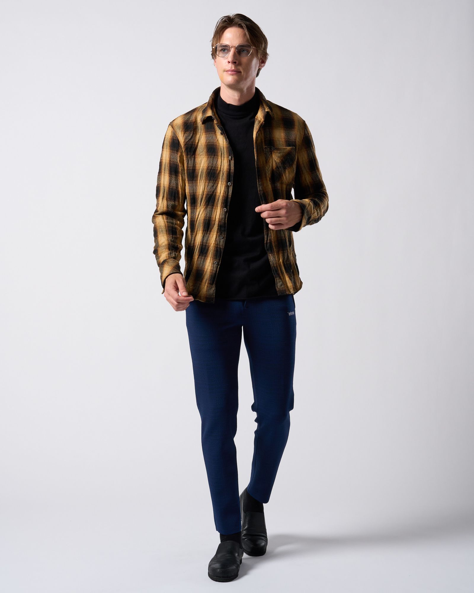 ☆先行予約☆ muta × wjk  / シワ加工チェックシャツ / twist wrinkle check shirt / YELLOW CHECK [401 mw10j]