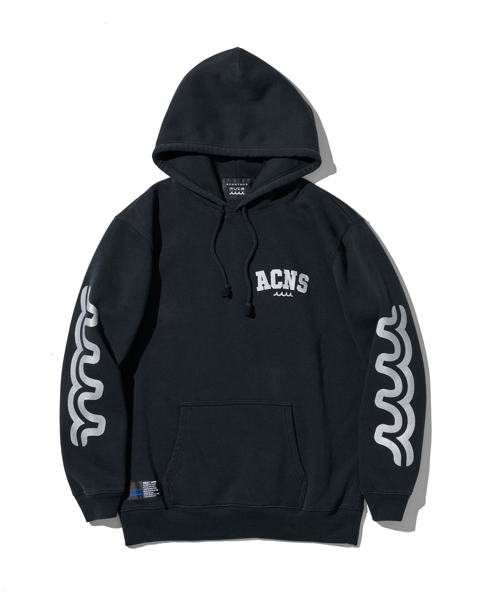☆先行予約☆ muta MARINE × ACANTHUS /アームプリントフーディー /パーカー / Arm Print Hooded Sweatshirt / BLACK 【MA2657】