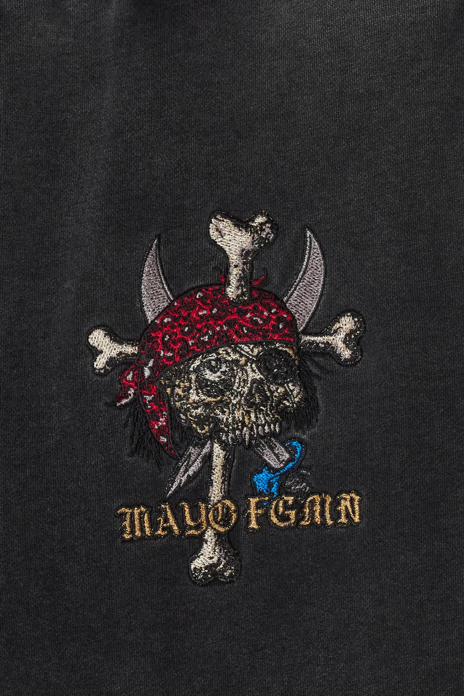 スカル 刺繍スウェットパンツ 裏パイル / MAYO BANDANA SKULL EMBROIDERY SWEAT PANTS  / ブラック [26MY-SSWP003]