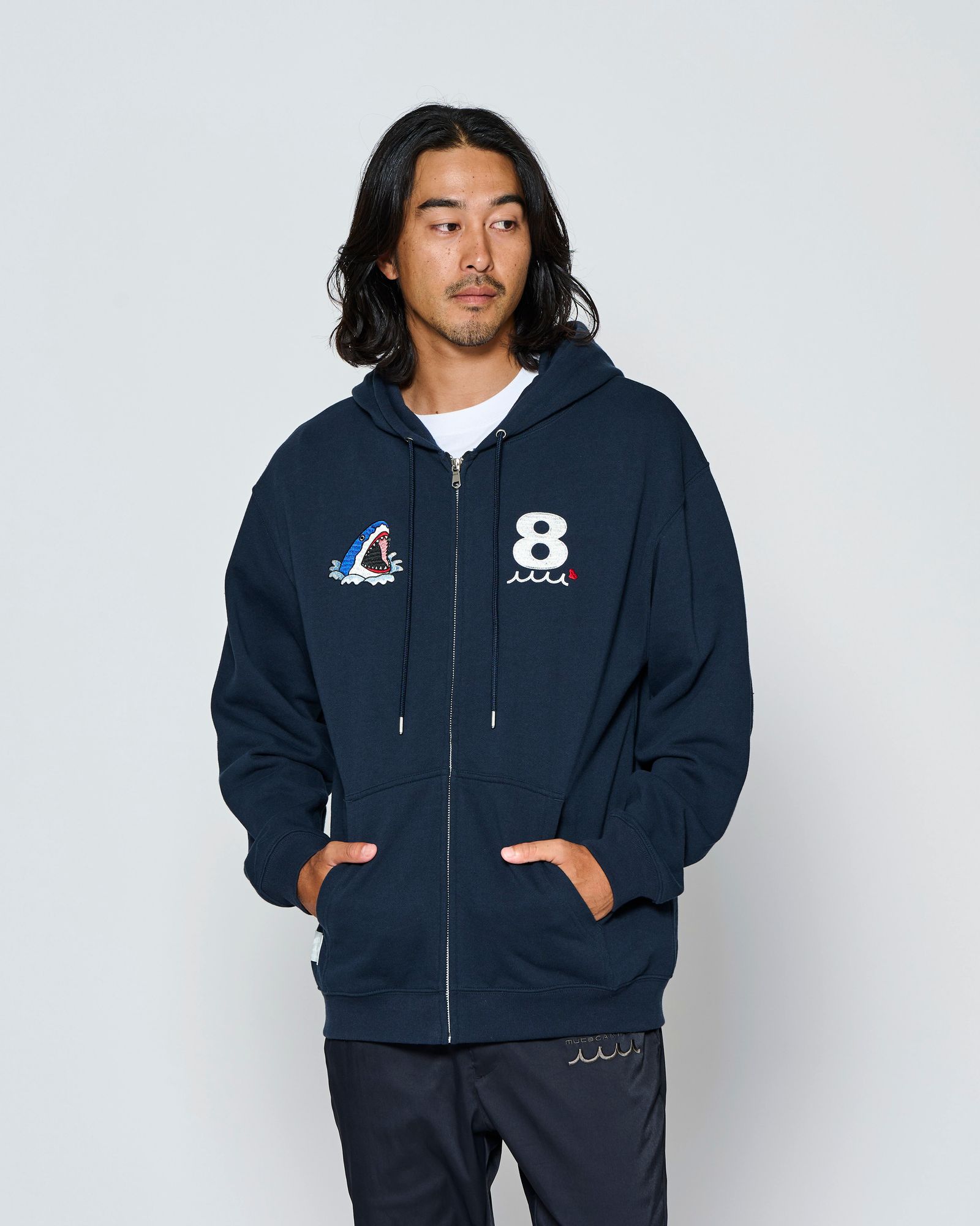 ☆先行予約☆muta MARINE × ACANTHUS  / スーベニアジップアップスウェットフーディー / ジップパーカー /  Souvenir Zip-up Hooded Sweatshirt / NAVY【MA2712】
