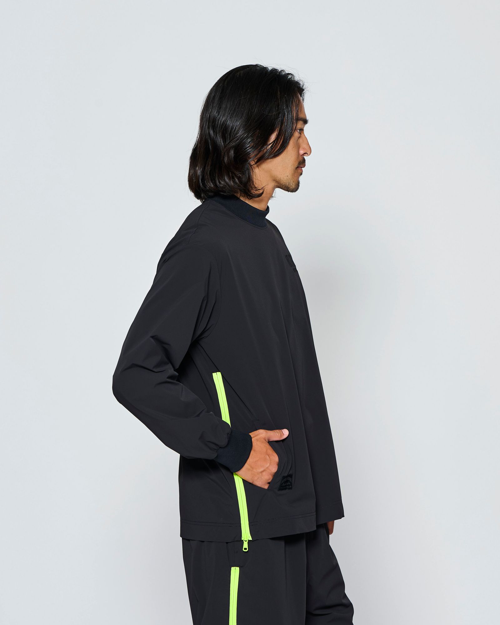 ☆先行予約☆muta MARINE × ACANTHUS  / サイドジップ長袖モックネックTシャツ /  Side Zip L/S Mock Top / BLACK【MA2706】