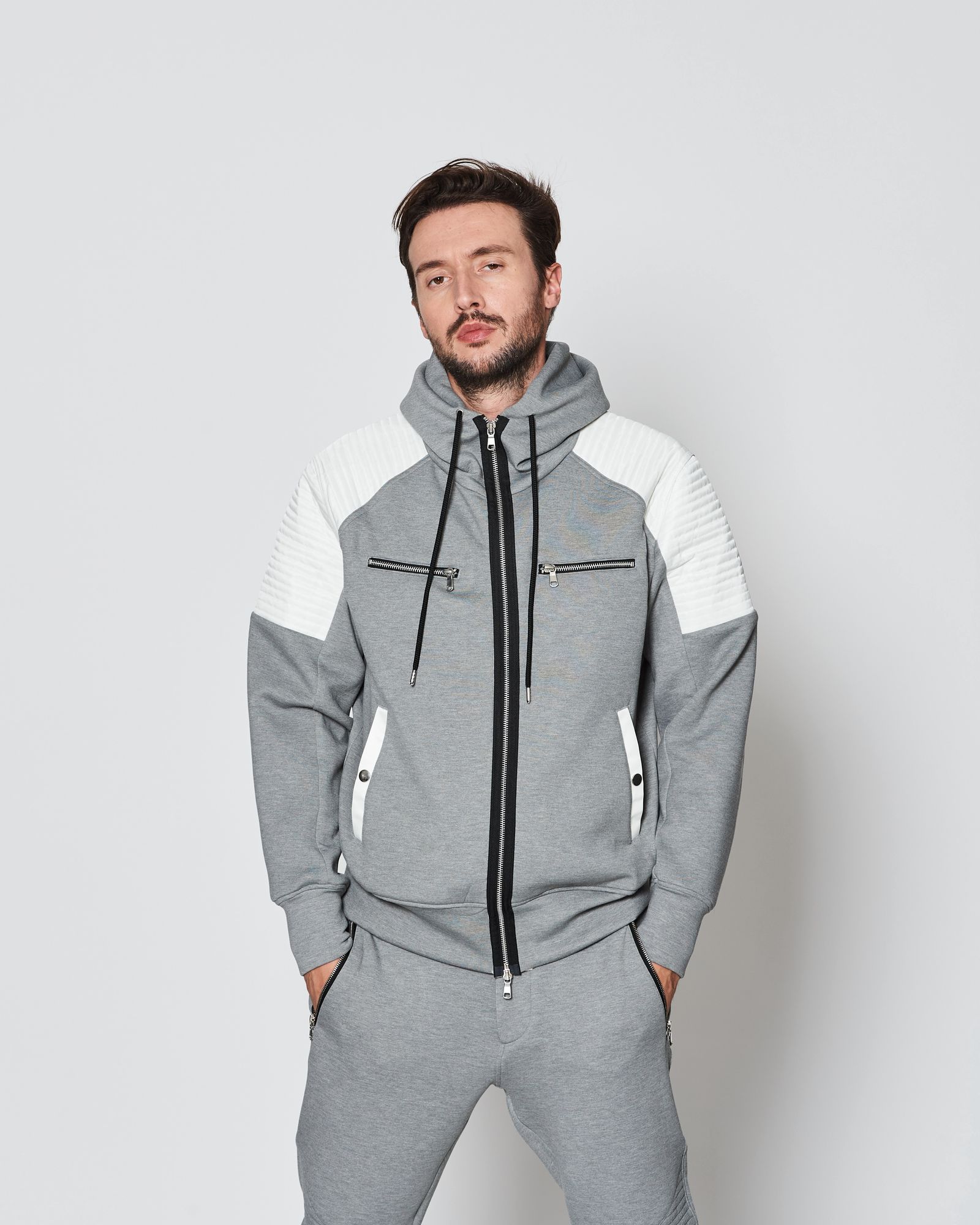 Double-knit Biker Hoodie / バイカーフーディ / GRAY 【DK2501】