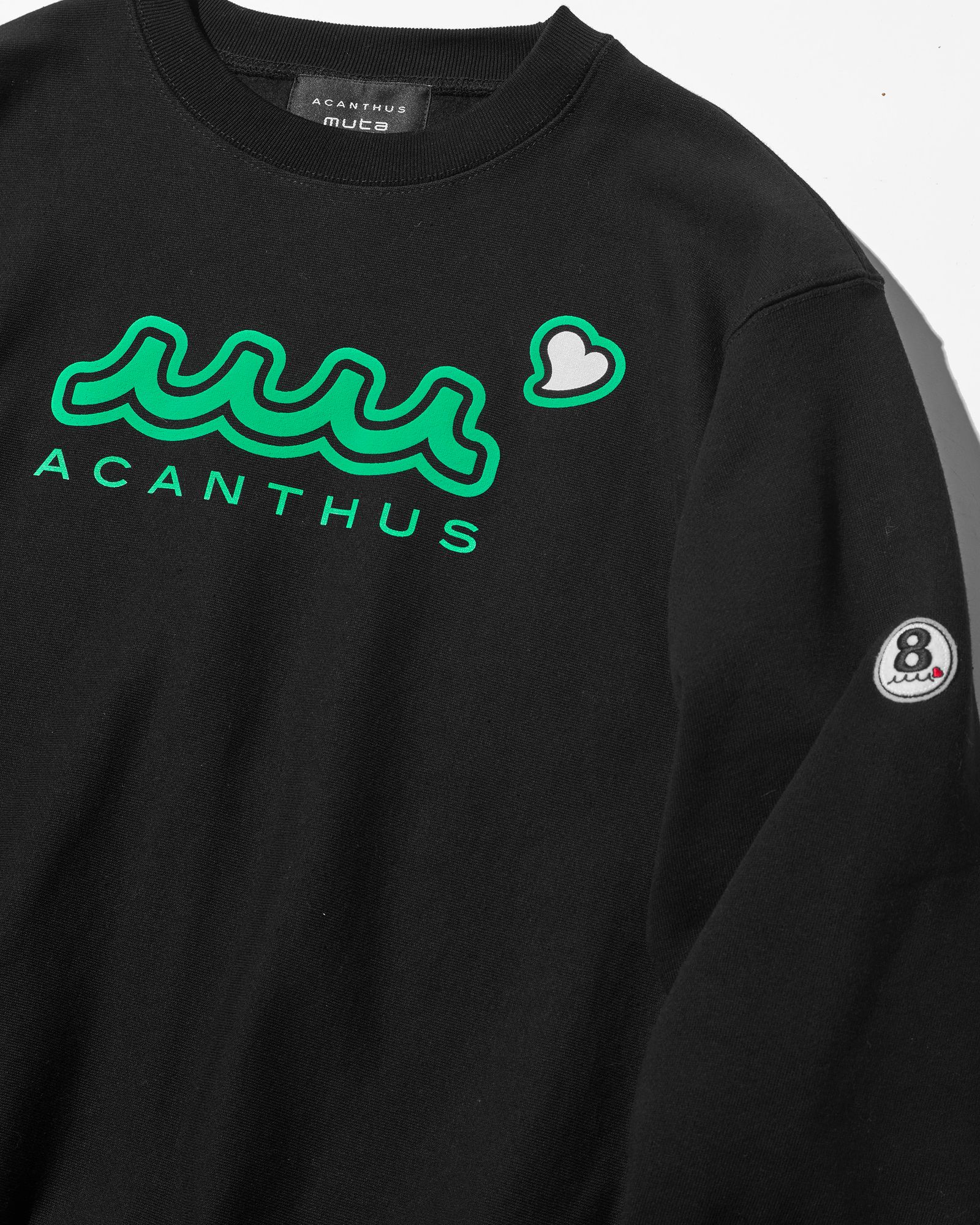 ☆先行予約販売2025年9月下旬～10月下旬頃入荷予定☆ ACANTHUS × muta MARINE / muta sweet muta Crewneck Sweatshirt / スウェット / BLACK 【MA2546】