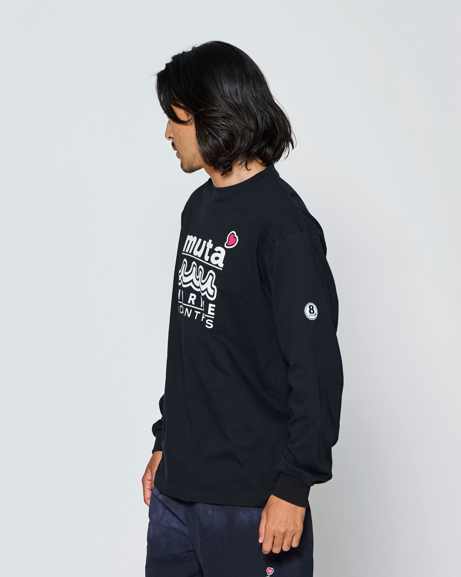 ☆先行予約☆muta MARINE × ACANTHUS  / WネームロゴロングスリーブTシャツ /  W-name logo L/S tee / BLACK【MA2727】