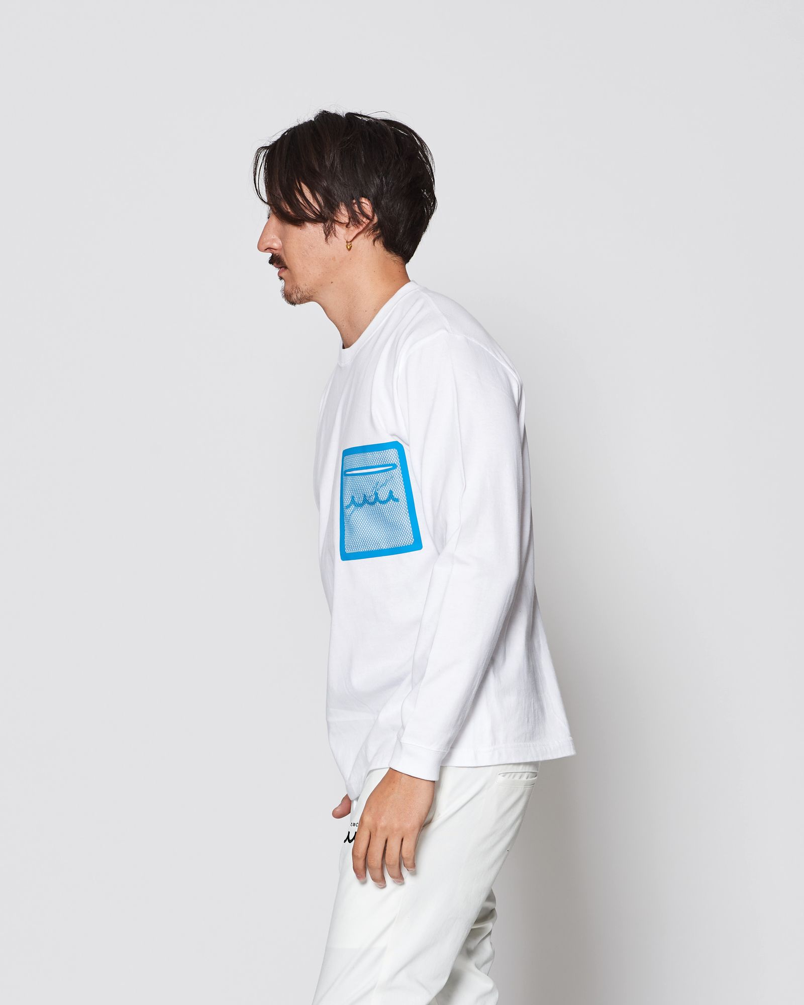 ☆先行予約販売2025年8月下旬～9月下旬頃入荷予定☆ ACANTHUS × muta MARINE / muta Mesh Trimming Pocket L/S Tee / ロンT / WHITE 【MA2541】