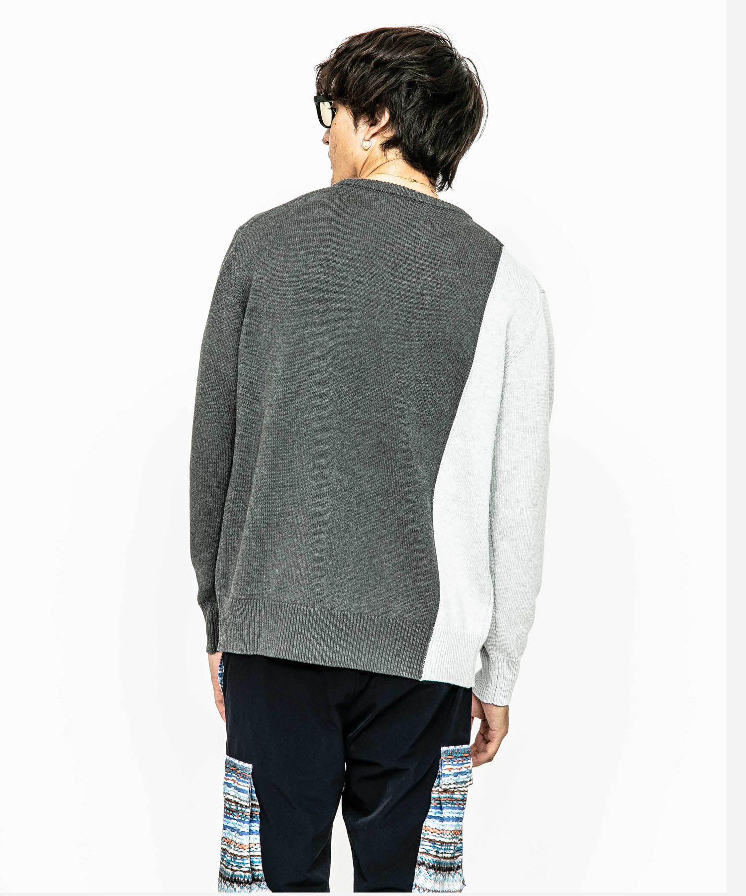 ACANTHUS×muta / アカンサス×ムータ / バイカラーロゴニット / グレー/ホワイト / muta Bi-color Logo Knit  / GREY/WHITE [MA2022] - S