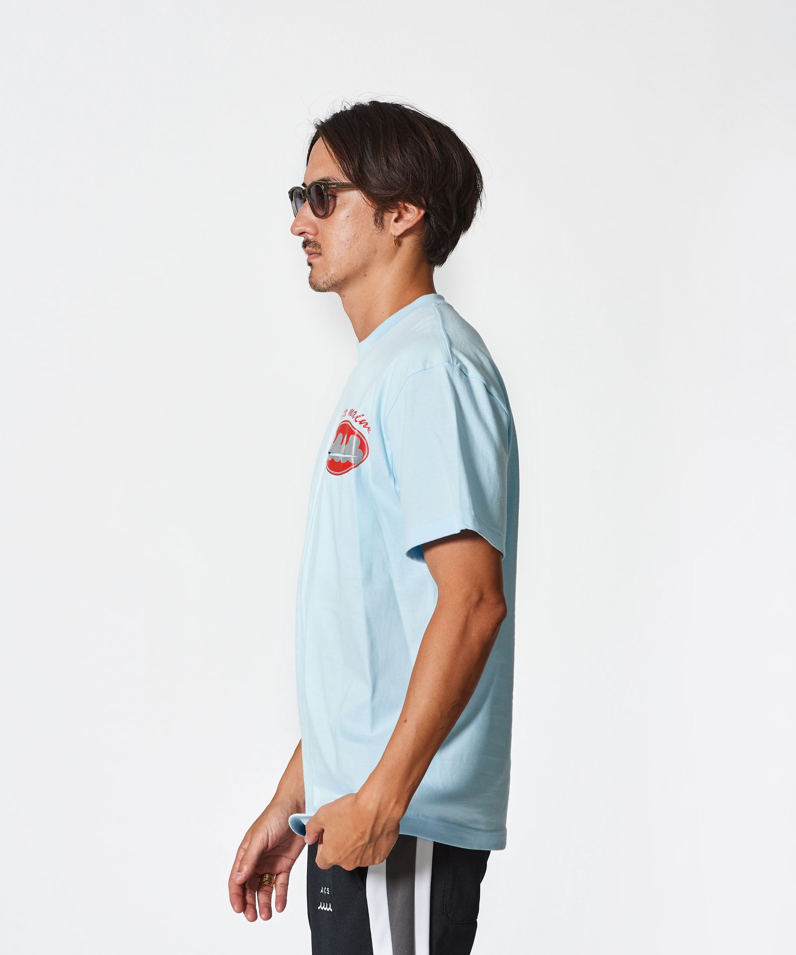 ACANTHUS × muta MARINE / muta Circle Logo Trimming Pocket Tee / トリミングポケットTシャツ / SAX 【MA2516】