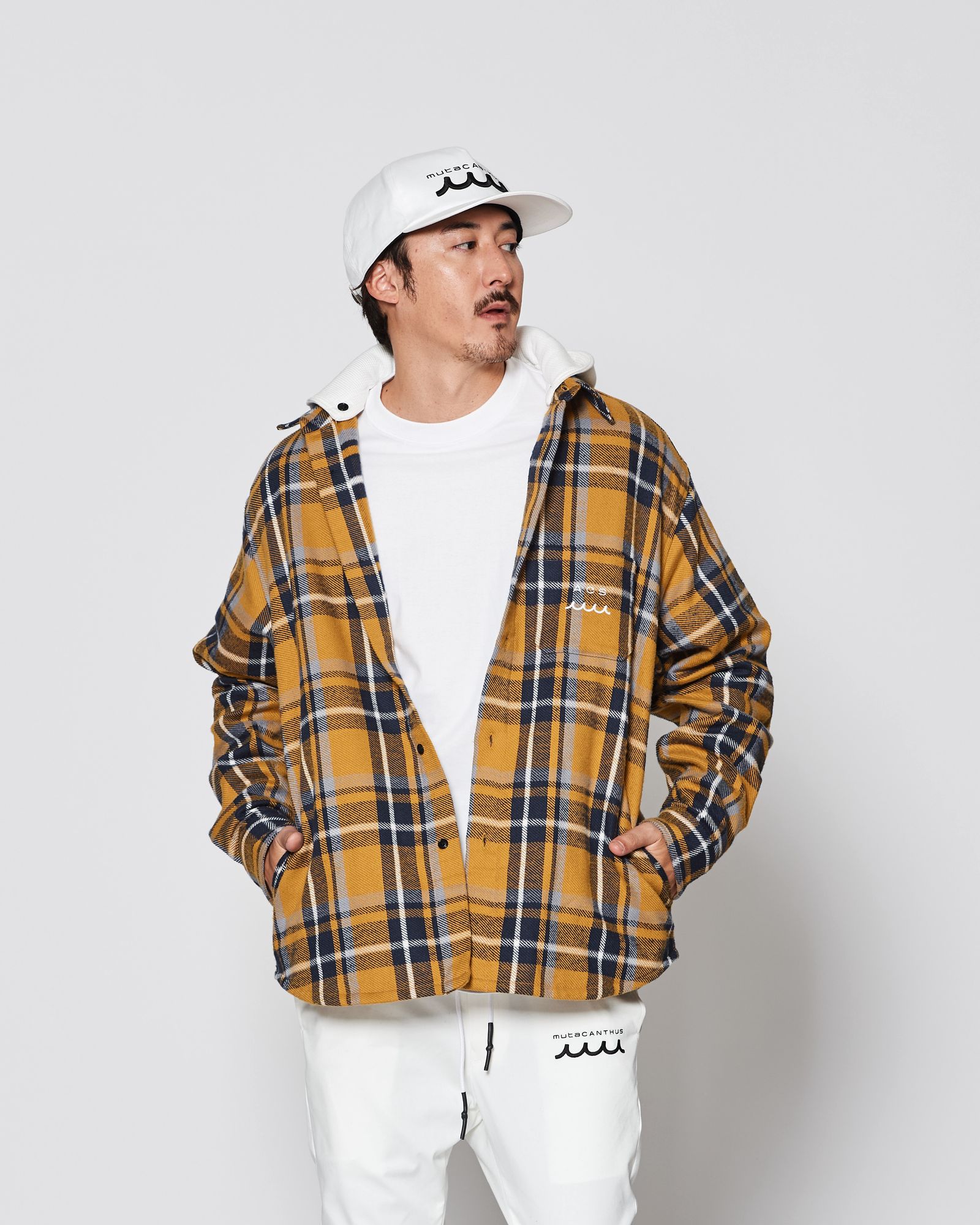 ☆先行予約販売2025年8月下旬～9月下旬頃入荷予定☆ ACANTHUS × muta MARINE / muta Hooded Flannel Shirts / シャツジャケット / YELLOW 【MA2532】