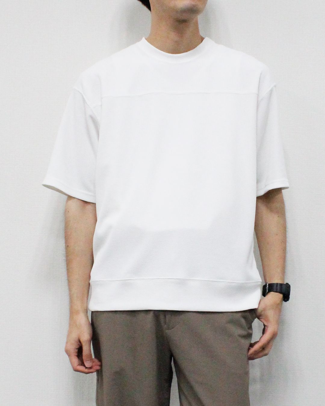 マルーデコットン30sワッフル 半袖Tシャツ  / ホワイト [76003]