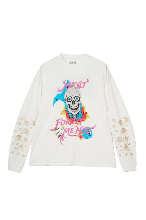 スカル プリント・刺繍ロンT / BELIEVE REINCARNATION EMBROIDERY LONG SLEEVE TEE  / ホワイト [26MY-SLT003]