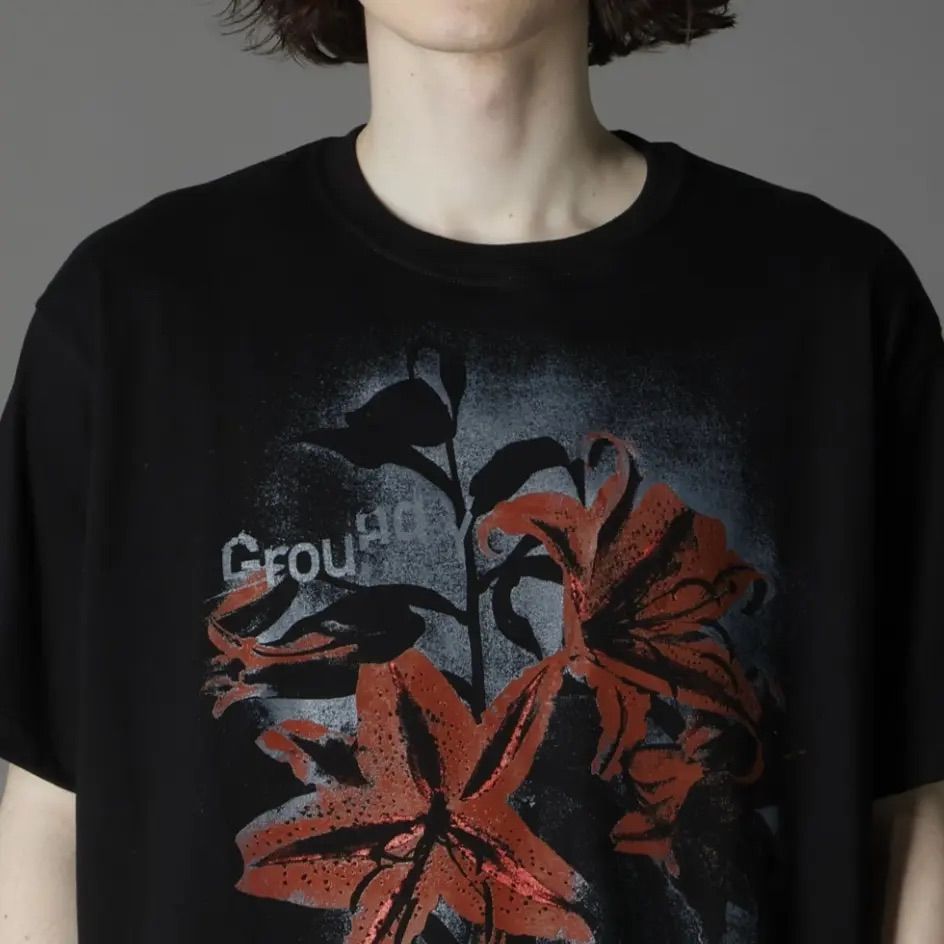 20/COTTON JERSEY LILLY GRAPHIC T-SHIRT / BLACK [GL-T77-070-2-03]