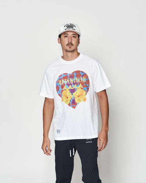 ☆先行予約☆muta MARINE × ACANTHUS  / ハートハイビスカスTシャツ / Heart Hibiscus Tee / WHITE【MA2616】
