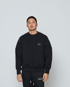 ☆先行予約☆ muta MARINE × ACANTHUS / バイカークルーネック / Double-knit Biker Crew Neck / BLACK 【MA2666】