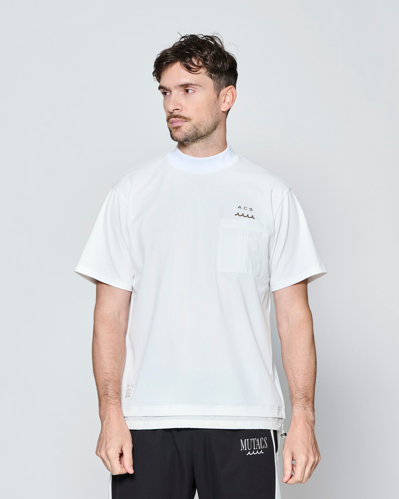 ☆先行予約☆muta MARINE × ACANTHUS  / メッシュモックネック半袖Tシャツ /  Mesh Mockneck S/S Top / WHITE【MA2714】