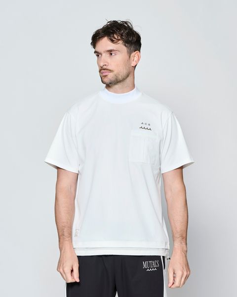 ☆先行予約☆muta MARINE × ACANTHUS  / メッシュモックネック半袖Tシャツ /  Mesh Mockneck S/S Top / WHITE【MA2714】