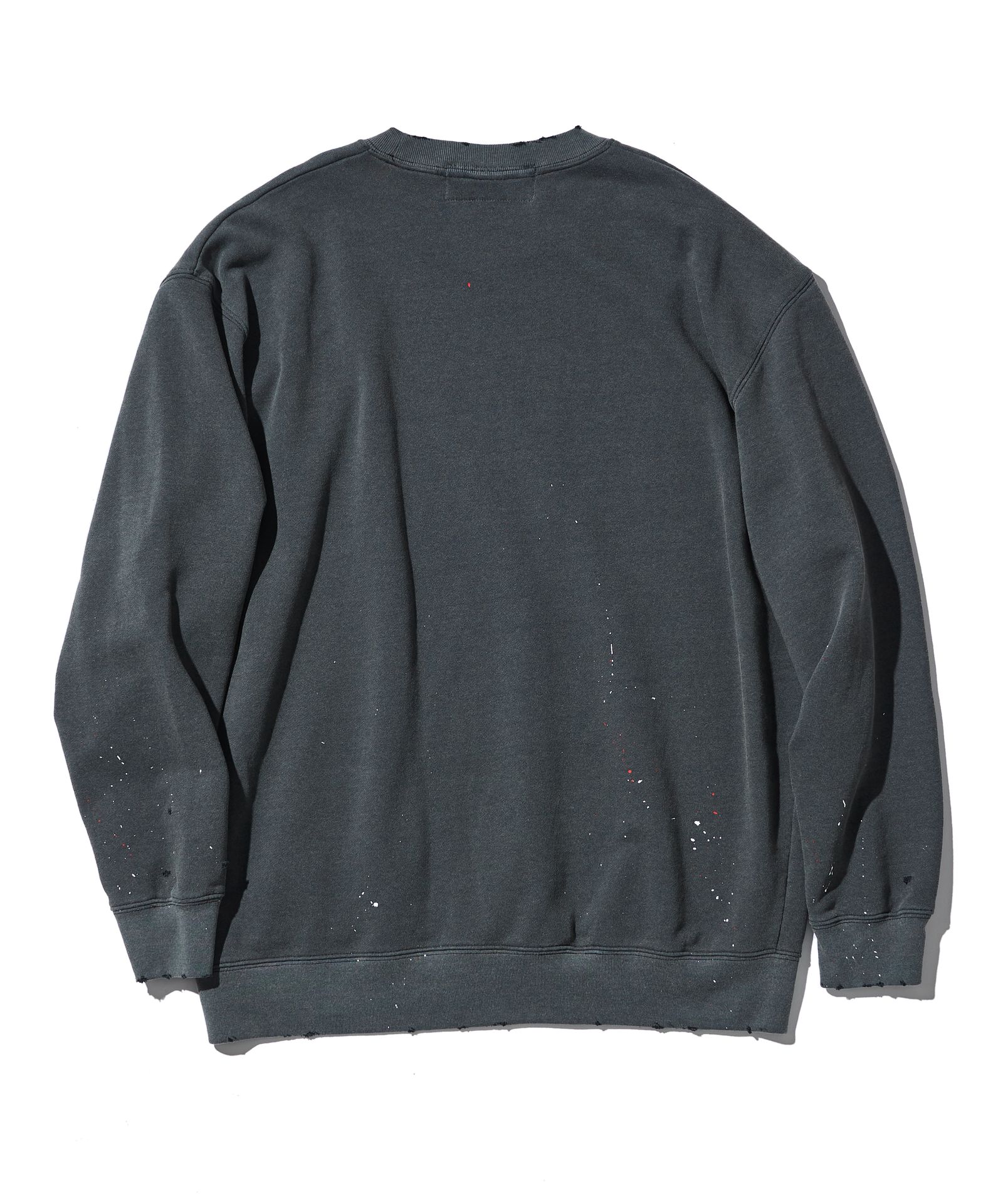 Damage Washed Hand Paint Logo Crewneck / プルオーバースウェット / BLACK【HJ2502】