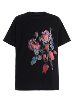 JERSEY ROSE AND TULIP T-SHIRT / BLACK  [GW-T80-070-2]