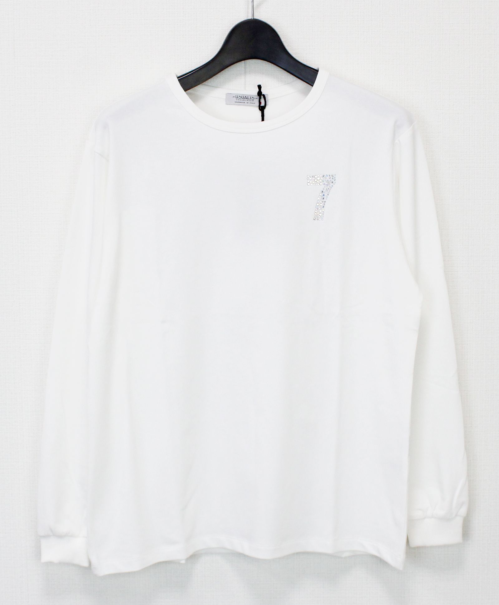 ラインストーン『7』 L/S Tシャツ / ロンT / ホワイト [UC52-N544]