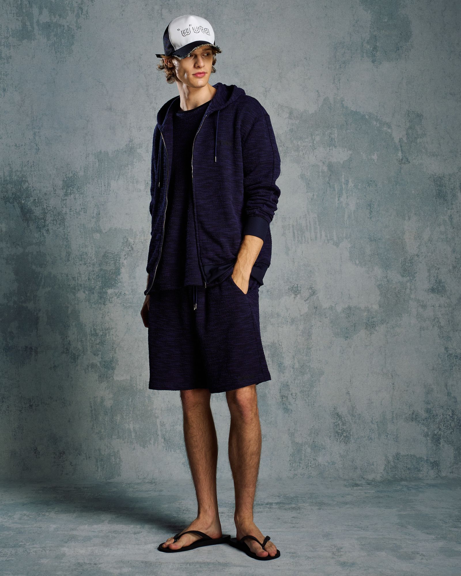 ☆先行予約☆ muta × wjk  / ニットジャガード リラックス パーカー / knit jacquard relax parker / NAVY [204 mw02i]