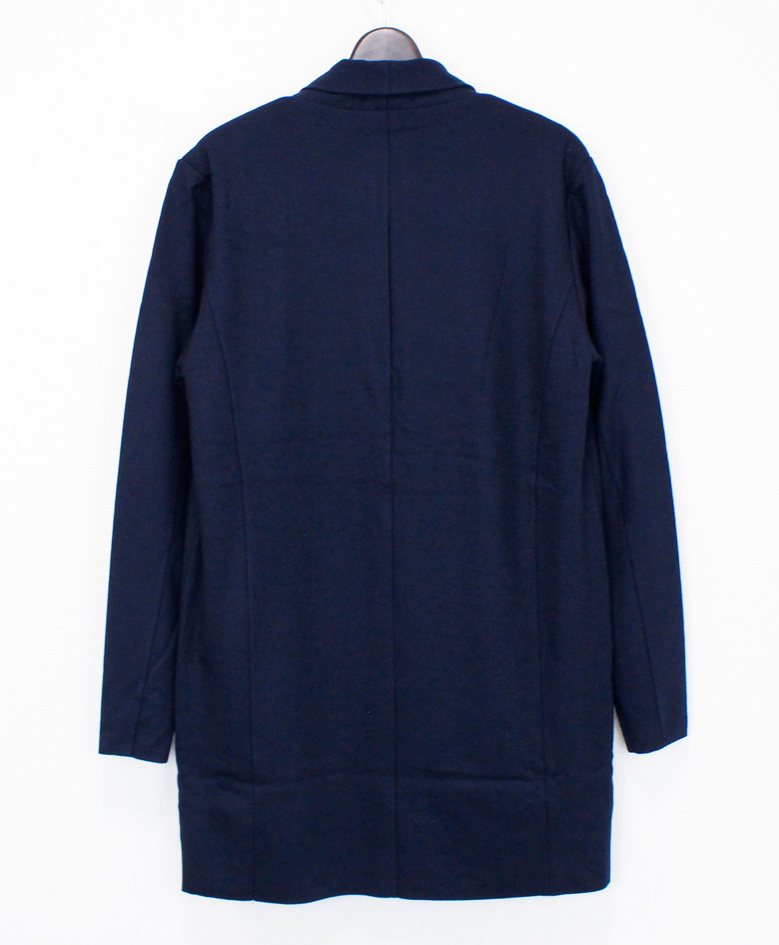 ウールジャージ ボタンレス ショールカラー ロングカーディガン NAVY / INT-026
