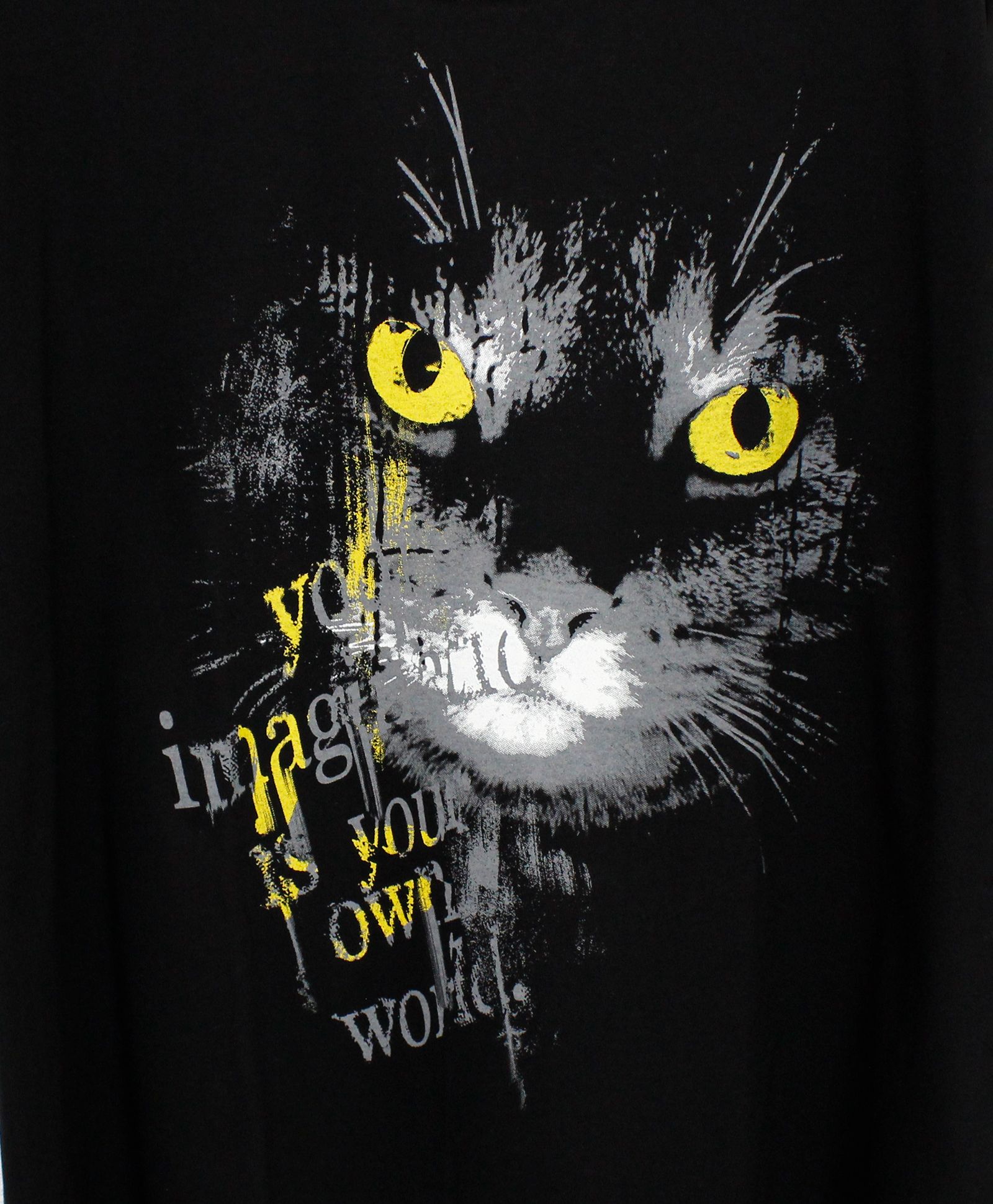 20/COTTON JERSEY CAT GRAPHIC T-SHIRT / BLACK [GL-T72-070-2-03]