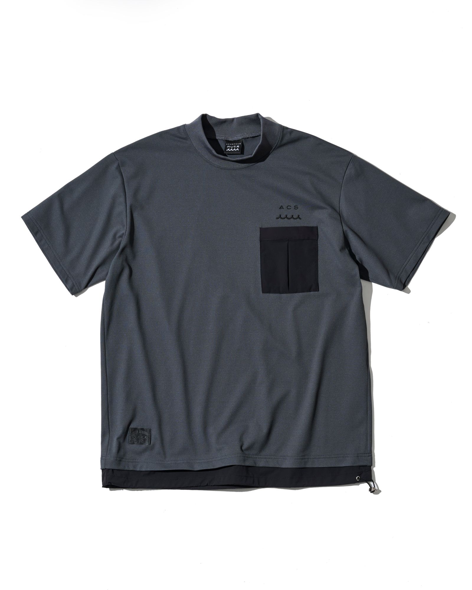 ☆先行予約☆muta MARINE × ACANTHUS  / メッシュモックネック半袖Tシャツ /  Mesh Mockneck S/S Top / CHARCOAL【MA2714】