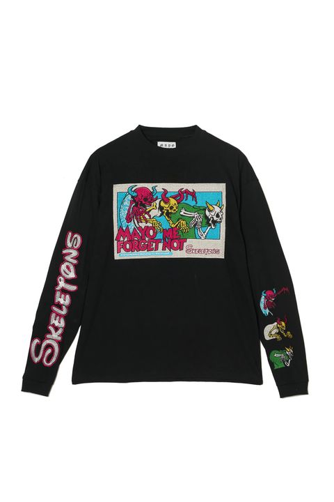 スケルトンズ 刺繍ロンT / A SKELETON IN THE CLOSET EMBROIDERY LONG SLEEVE TEE  / ブラック [26MY-SLT002]
