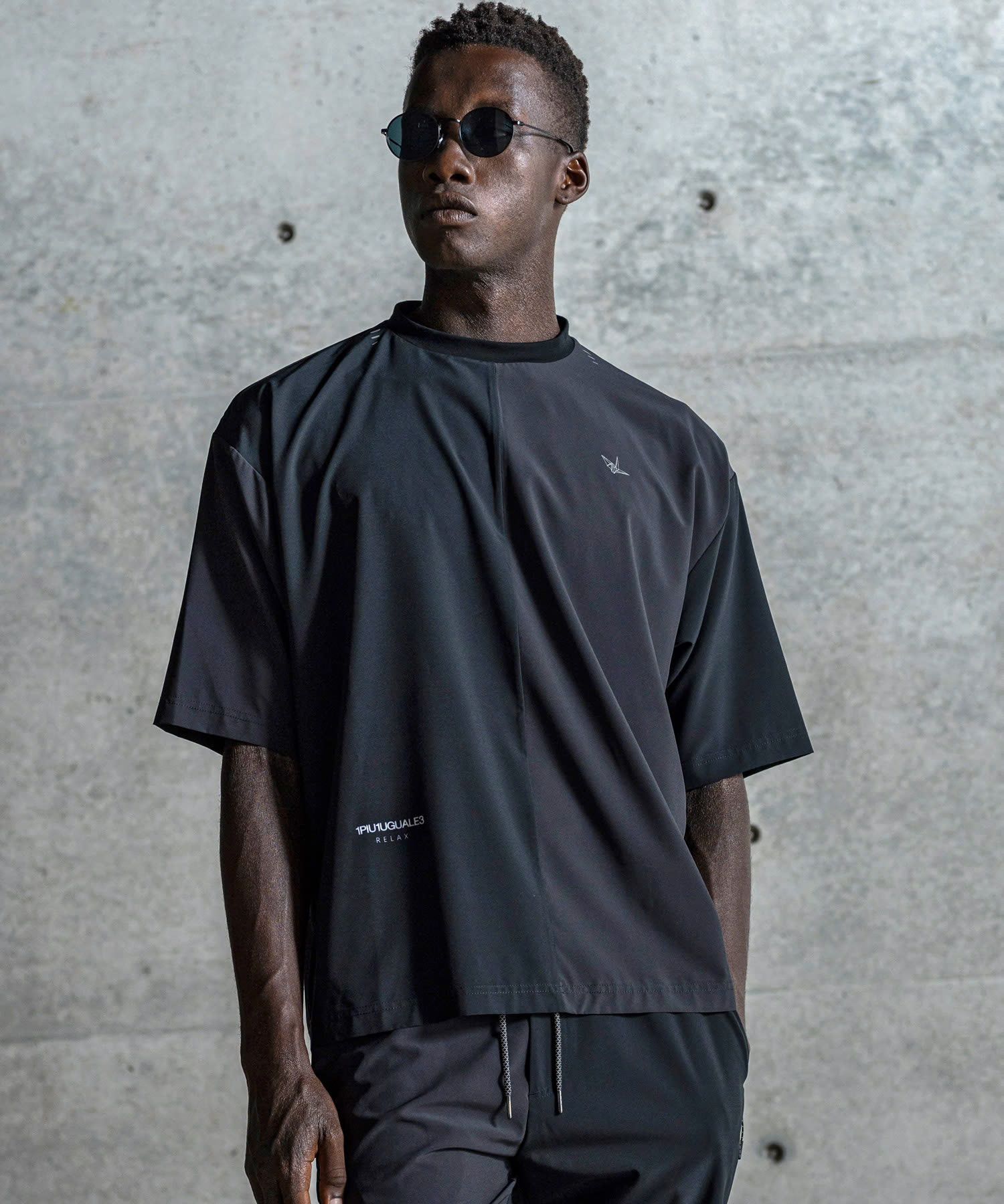 バイカラーランニング半袖Tシャツ / ブラック【UST-26032】