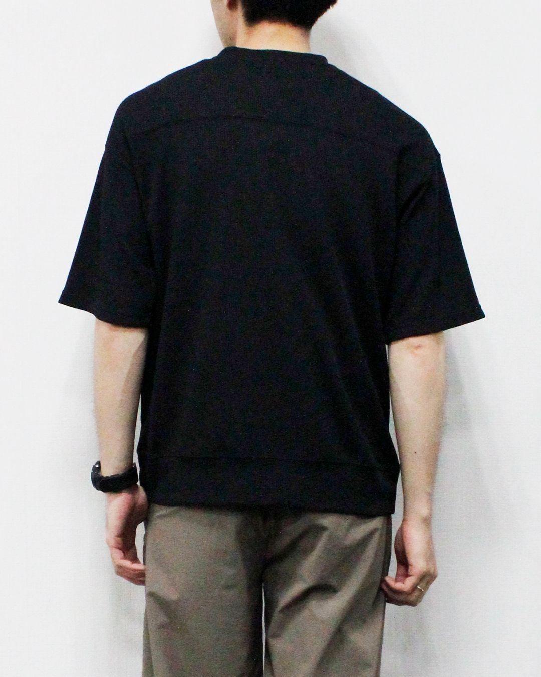 マルーデコットン30sワッフル 半袖Tシャツ  / ブラック [76003]